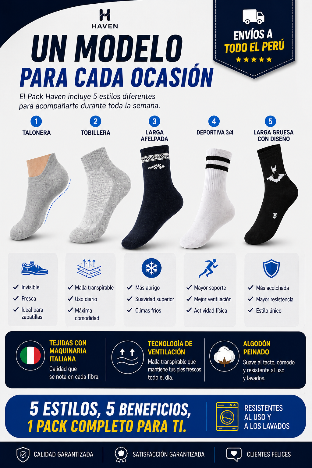 🧦 PACK HAVEN 5 PARES 5 ESTILOS