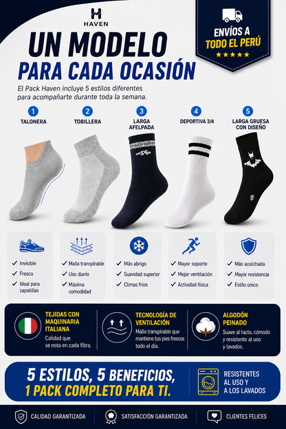 🧦 PACK HAVEN 5 PARES 5 ESTILOS