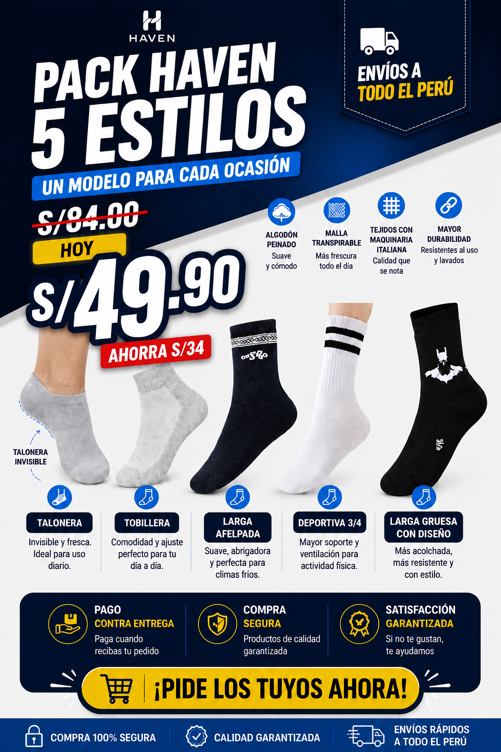 🧦 PACK HAVEN 5 PARES 5 ESTILOS