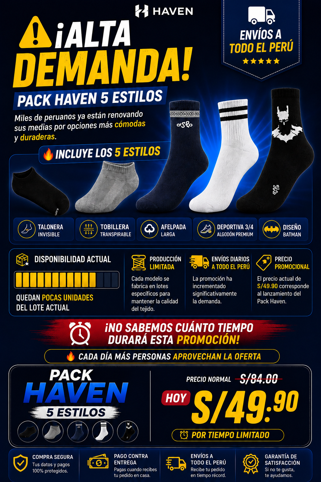 🧦 PACK HAVEN 5 PARES 5 ESTILOS