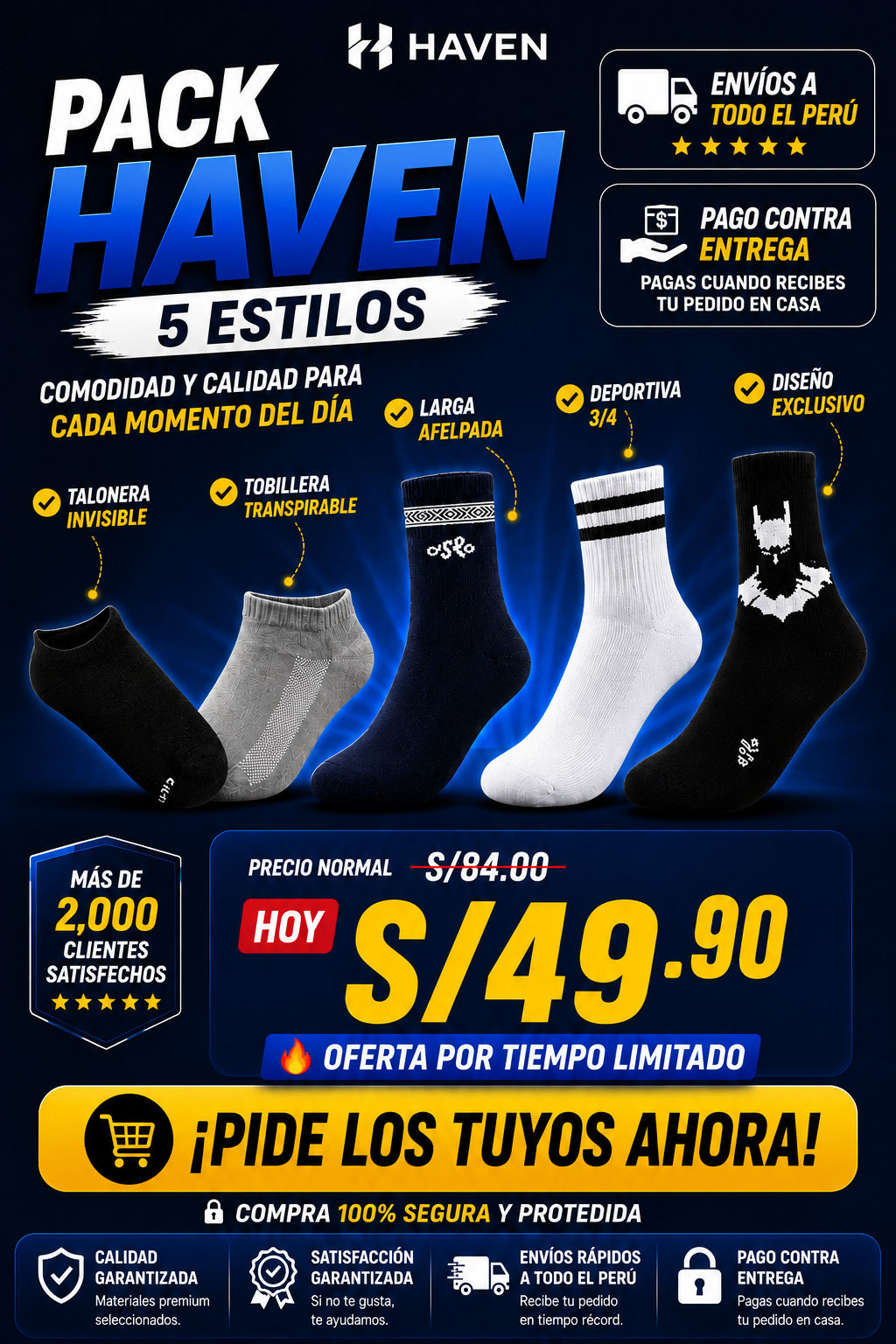 🧦 PACK HAVEN 5 PARES 5 ESTILOS