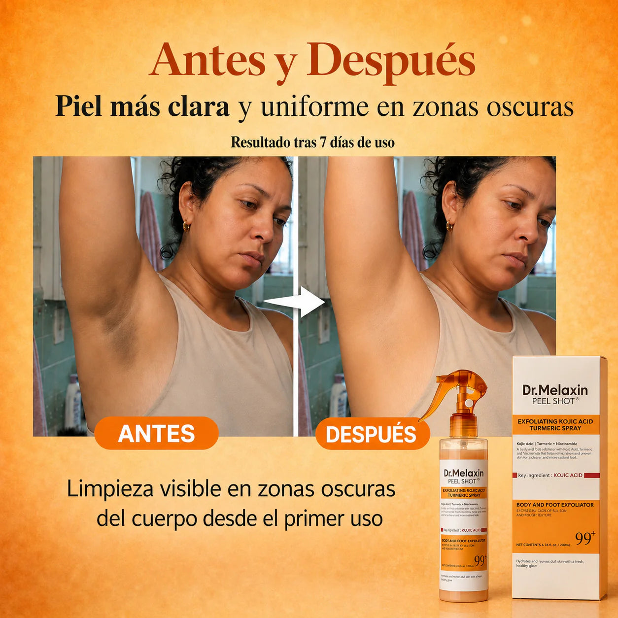 Aclara y suavisa zonas oscuras desde el primer uso